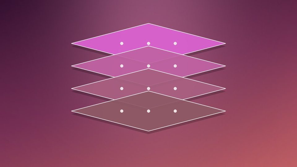 Three stacked layers, one above the other, each a little wider than the one above