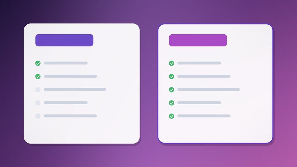 Two cards side by side, each holding a short list of rows