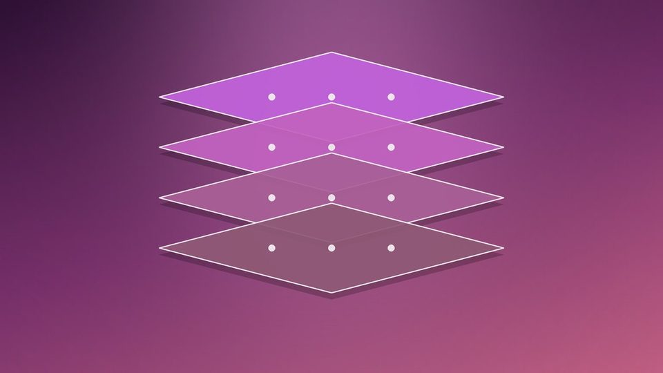 Three stacked layers, one above the other, each a little wider than the one above