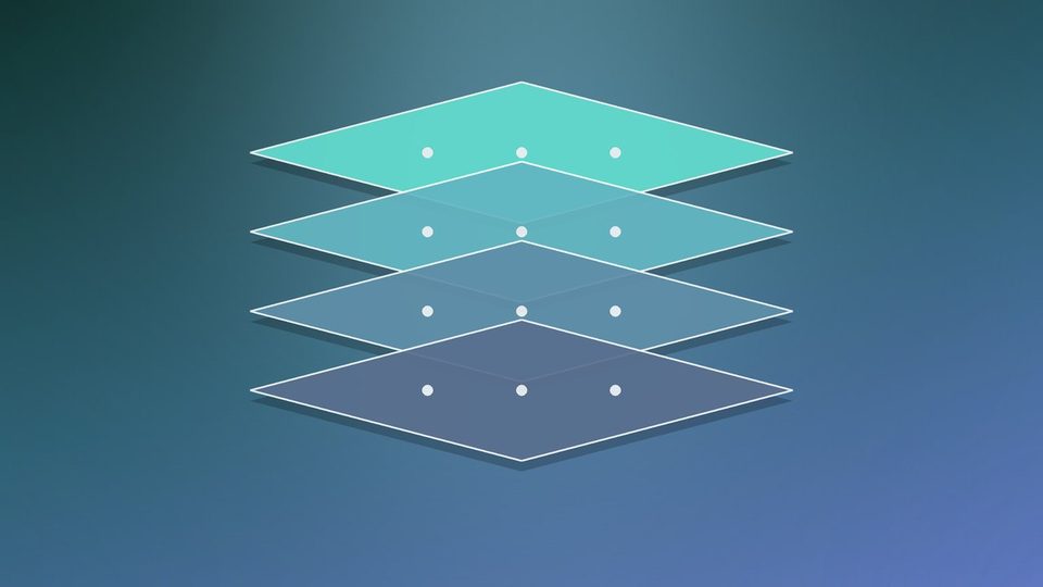 Three stacked layers, one above the other, each a little wider than the one above