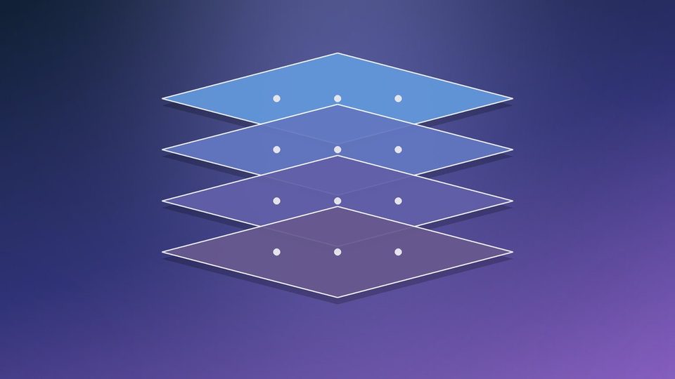 Three stacked layers, one above the other, each a little wider than the one above