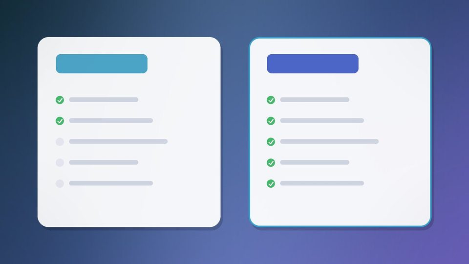 Two cards side by side, each holding a short list of rows
