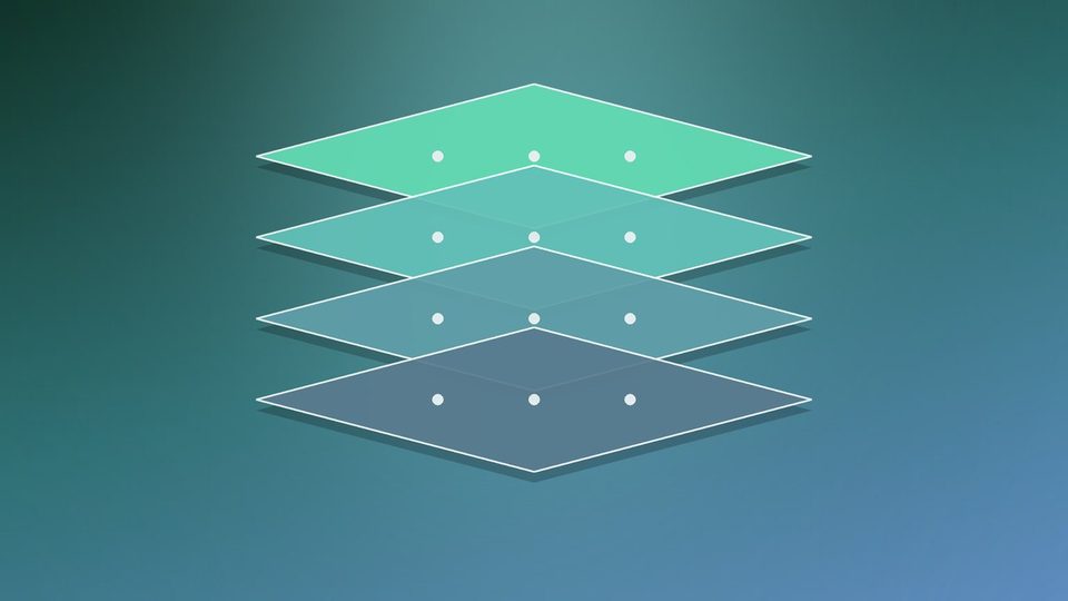 Three stacked layers, one above the other, each a little wider than the one above