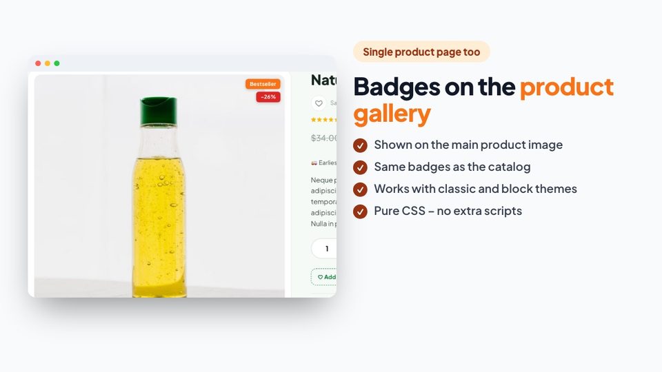 Badges on the single product gallery
