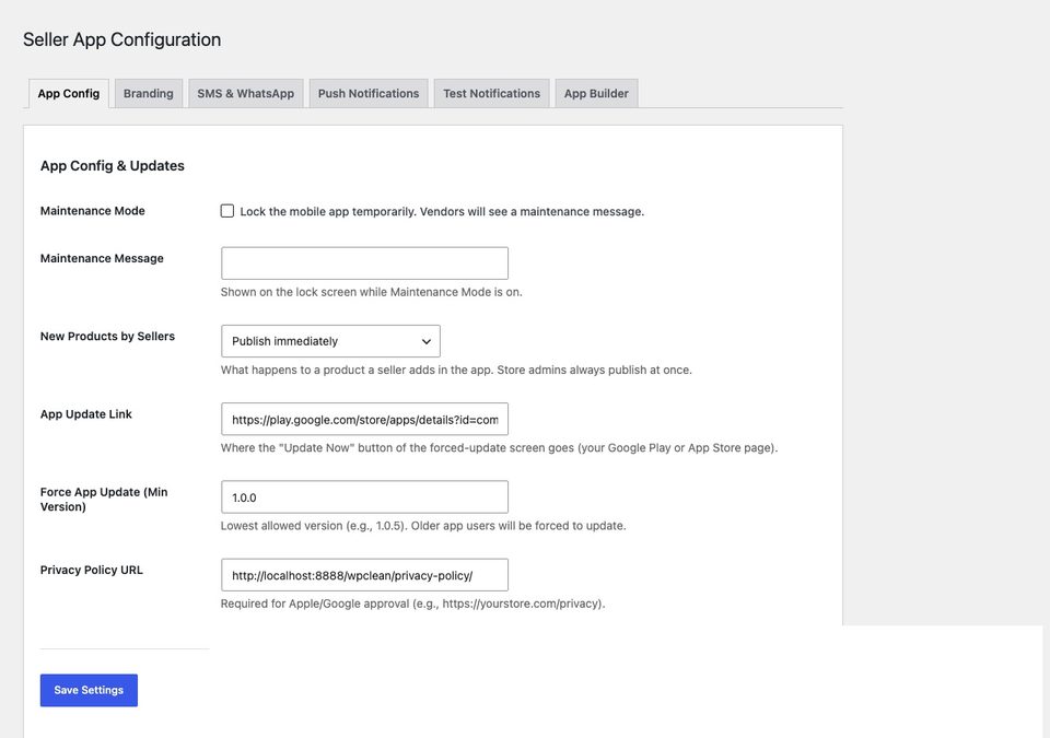 تبويب App Config.