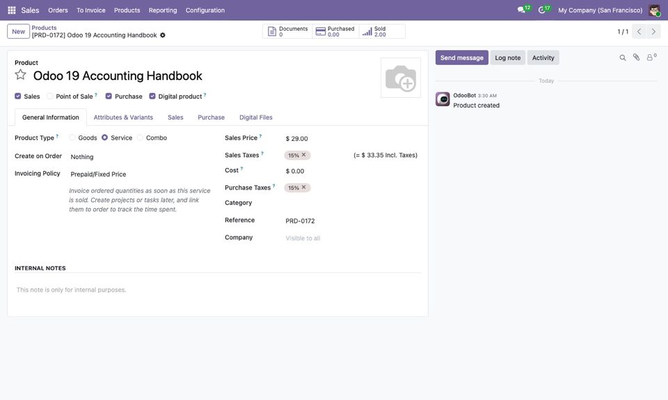 The Digital product checkbox on the product form.