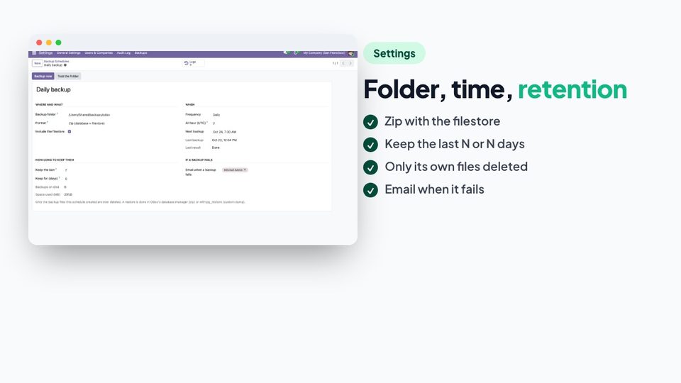 Folder, time, retention