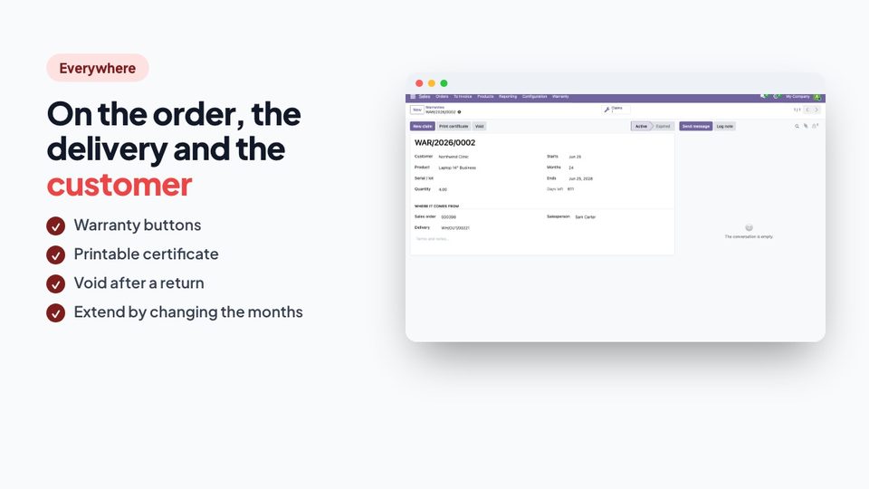 On the order, the delivery and the customer
