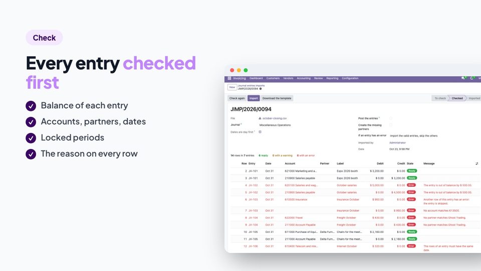 Every entry checked for balance before it is created