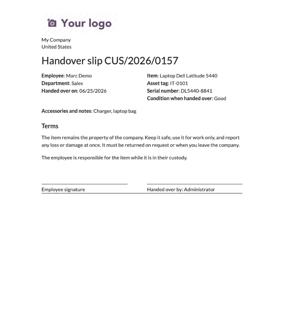 The handover slip.
