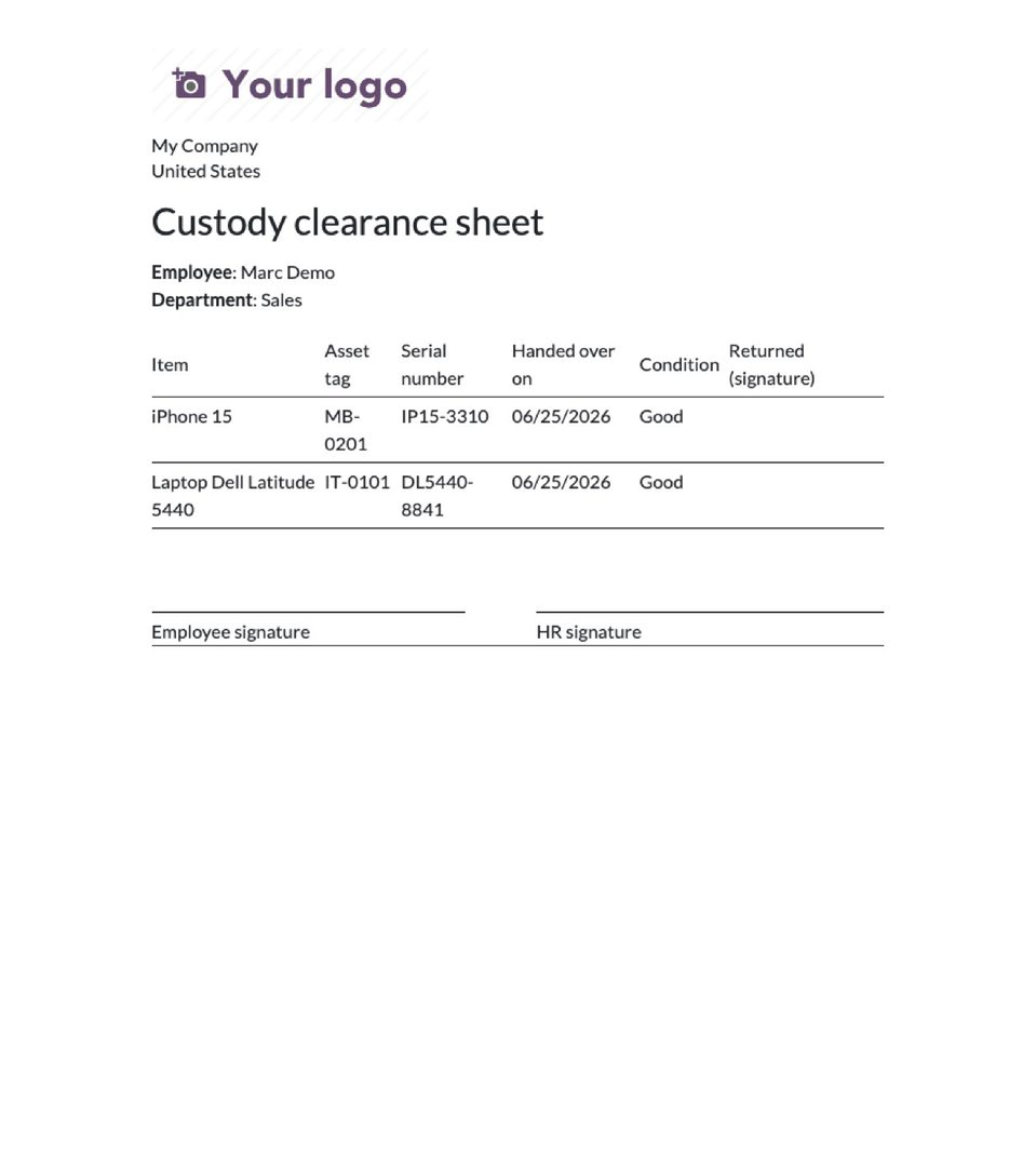 The clearance sheet.