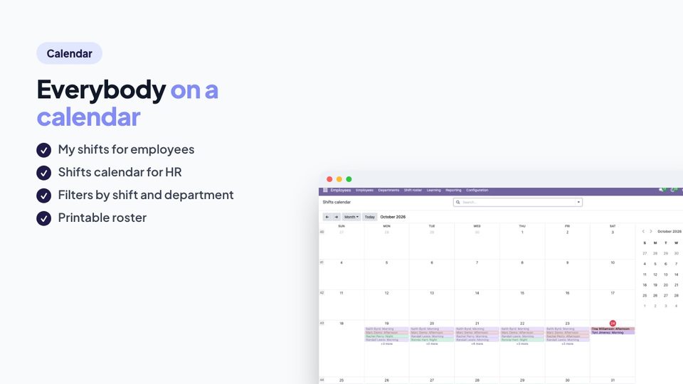 Everybody's shifts on a calendar