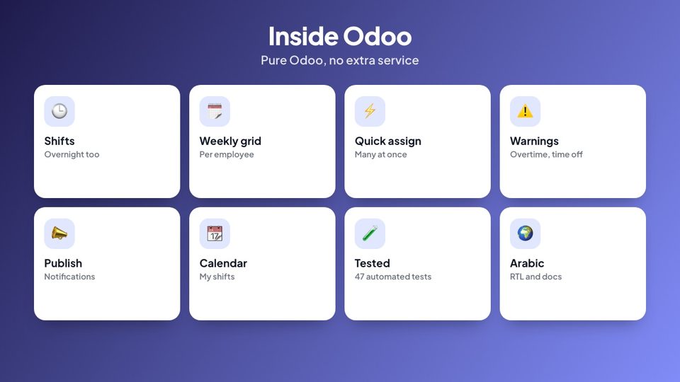 Shift roster features for Odoo 19