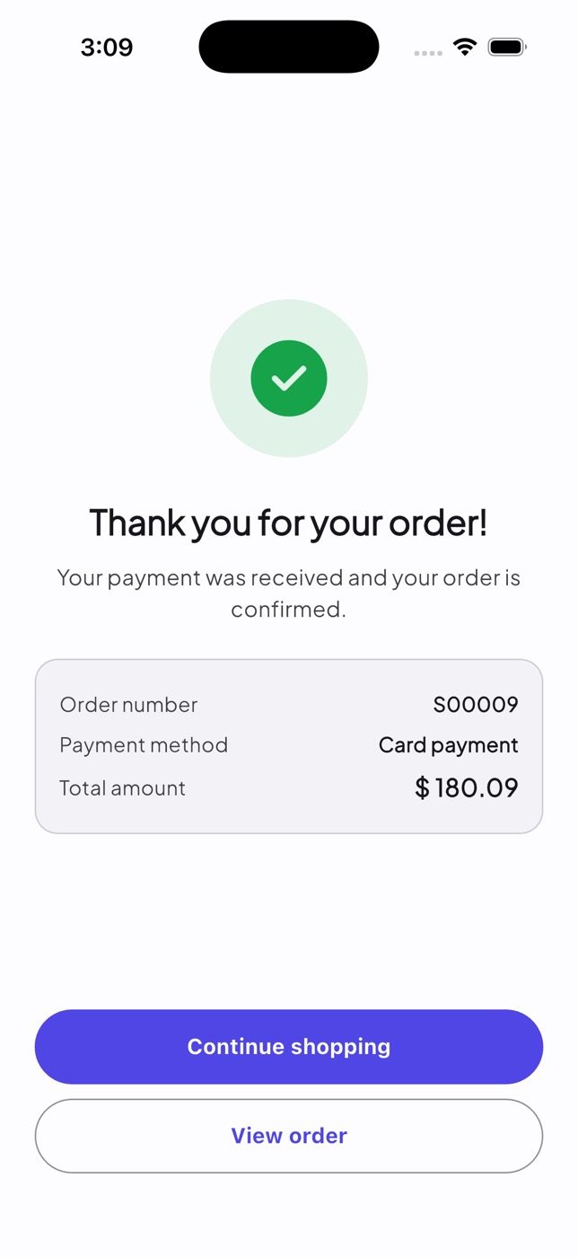 The confirmation after payment.