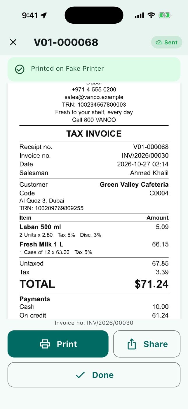 The same receipt on 80 mm paper.