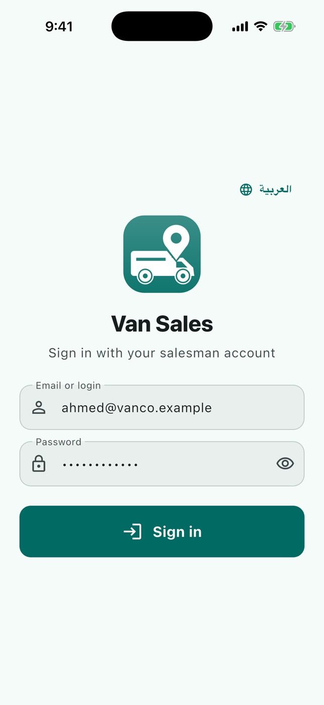 Sign in with the Odoo login of the salesman.