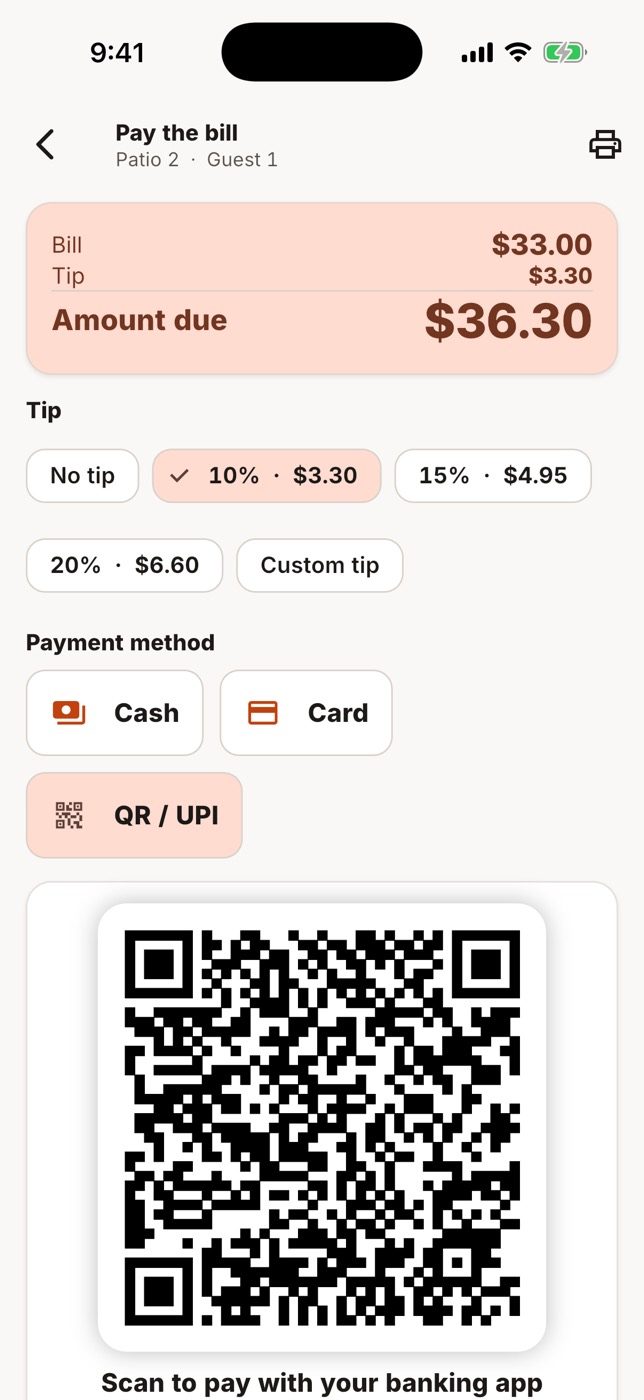 The QR of the bill for a digital payment.