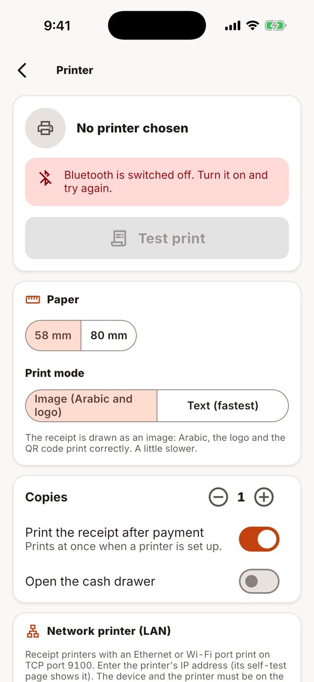 Choose the printer and the paper width.