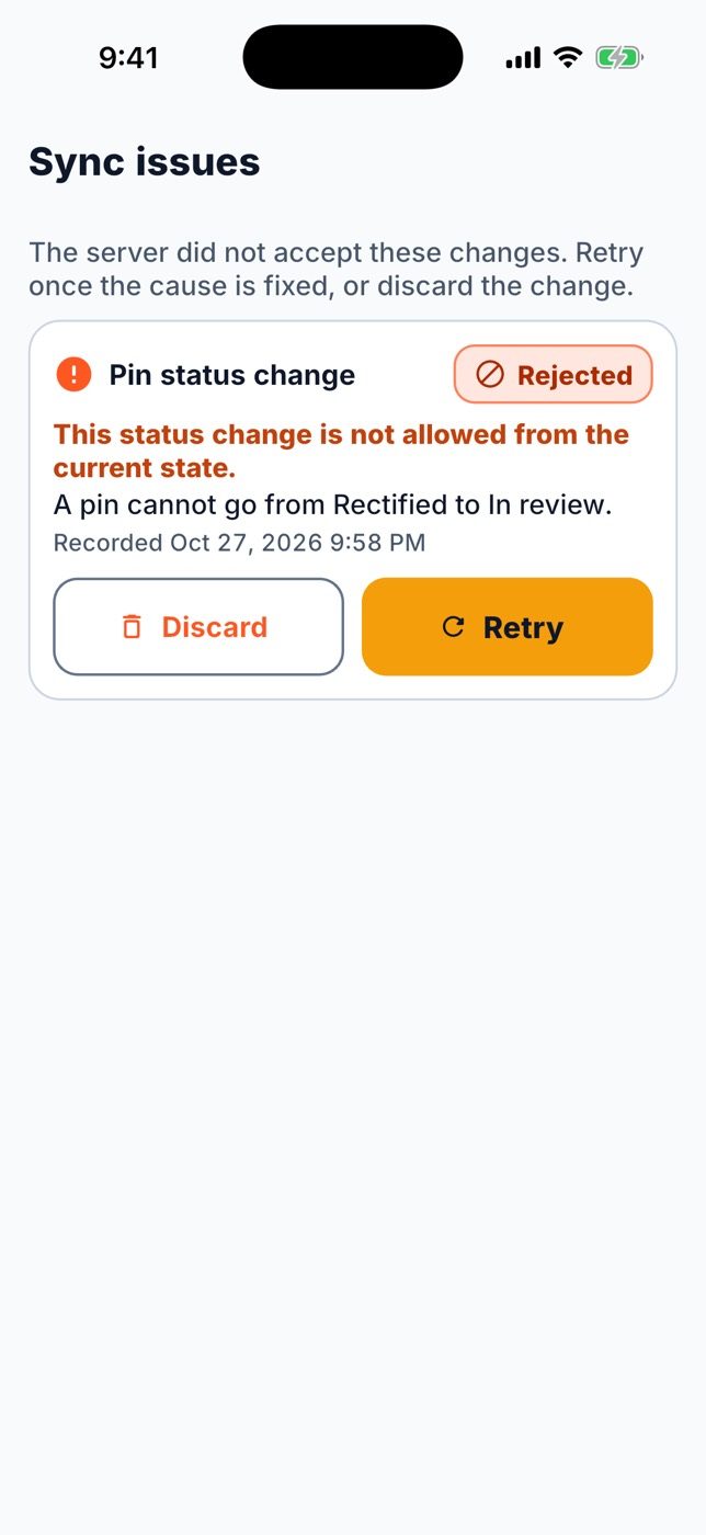 Sync issues with Retry and Discard.