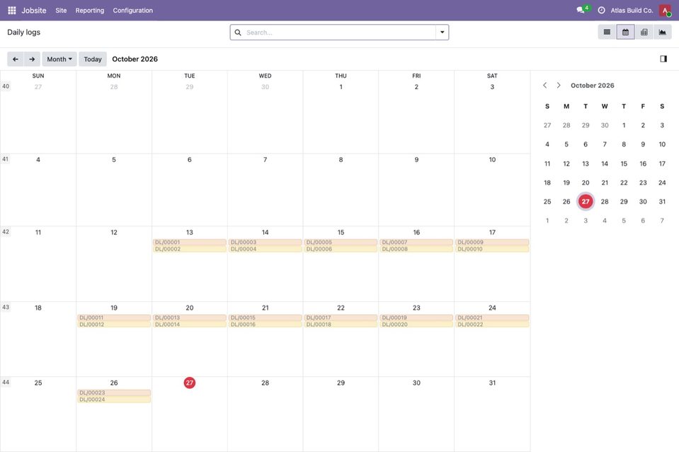 Daily logs in the calendar.