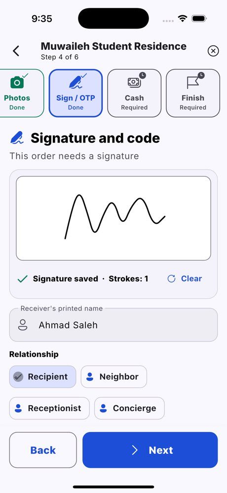 Step 4: the signature, the printed name and the relationship.