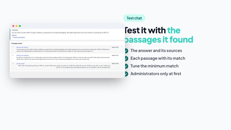 Test it with the passages it found