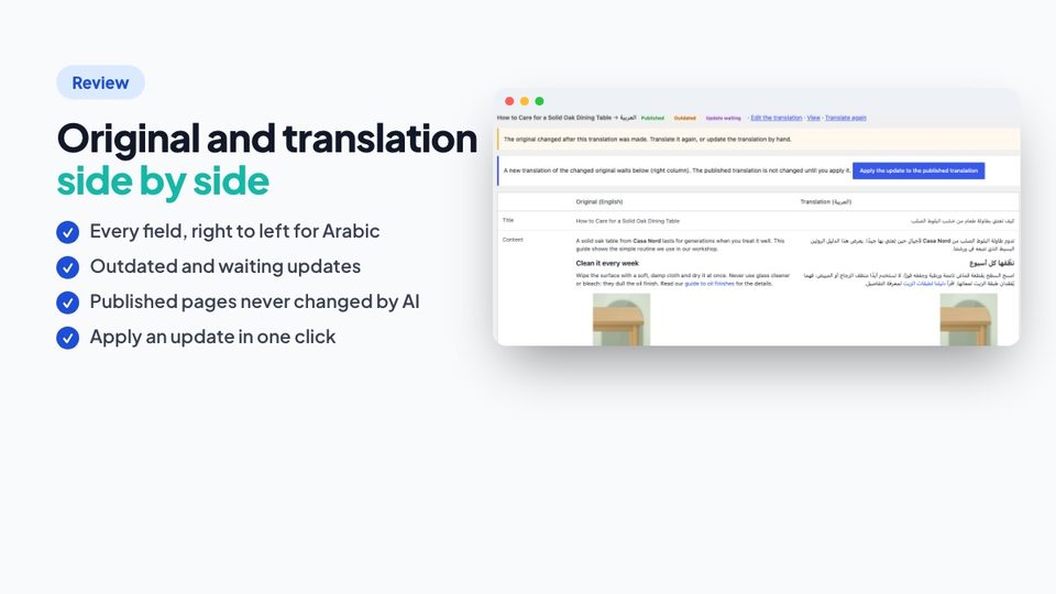 Original and translation side by side