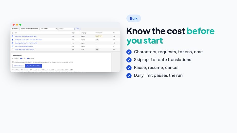Know the cost before you start