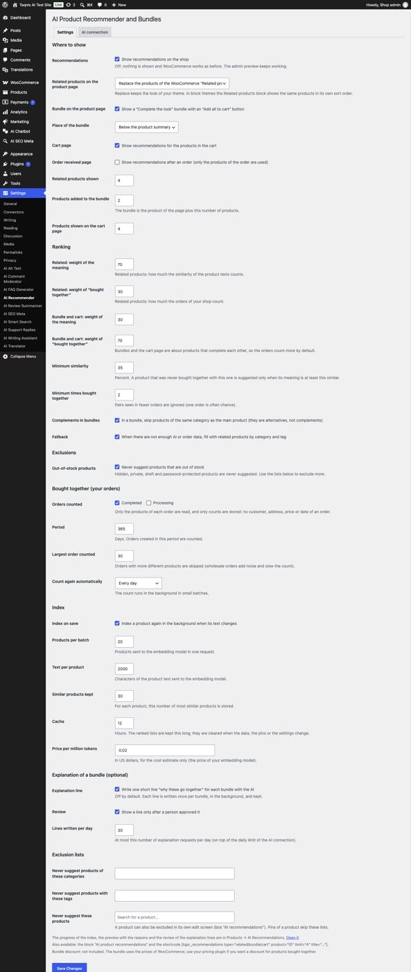The settings tab.