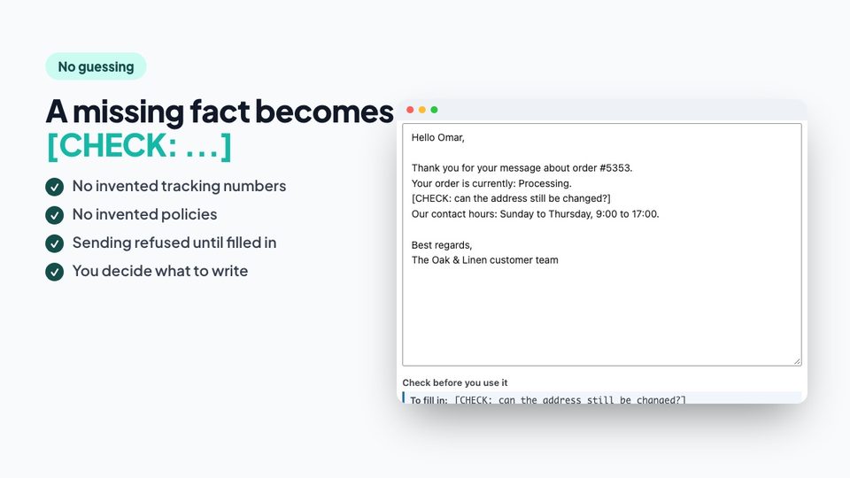 A missing fact becomes (CHECK: ...)