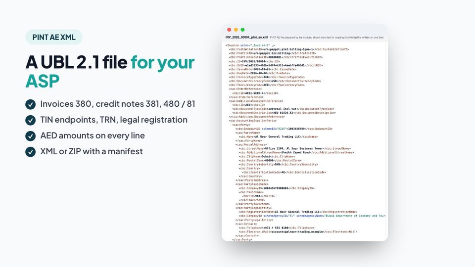A UBL 2.1 file for your ASP